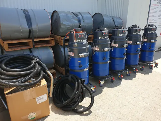 Dirt Eater HEPA industrial vacuum in action on a Houston jobsite