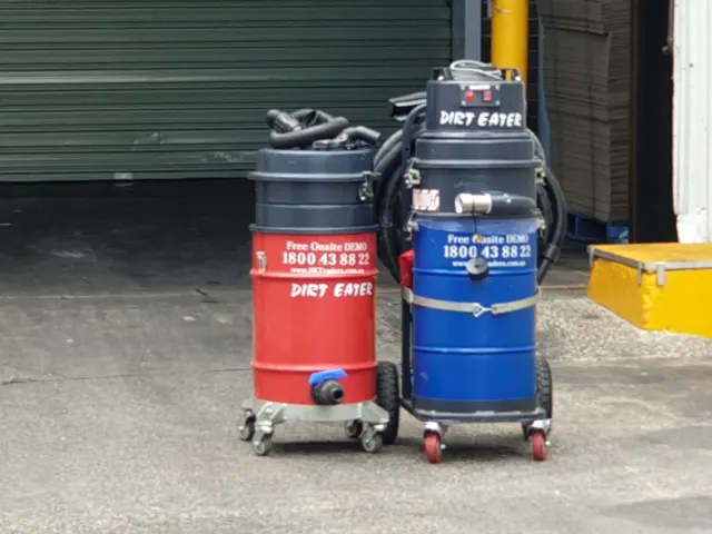 Dirt Eater HEPA industrial vacuum in action on a Houston jobsite