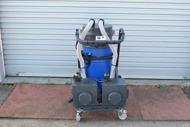 Dirt Eater Big Boss large HEPA industrial vacuum in action