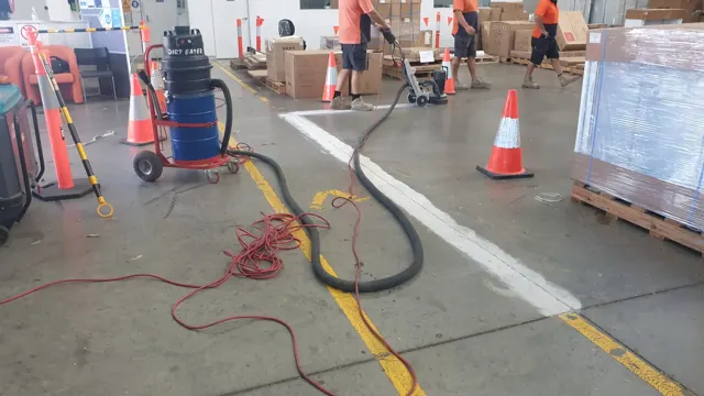 Dirt Eater HEPA industrial vacuum in action on a Houston jobsite